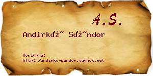 Andirkó Sándor névjegykártya